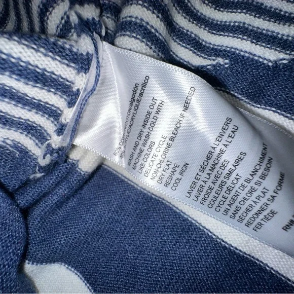 Rafaella Navy and White Striped Lightweight Summer Sweater- large - Picture 7 of 7